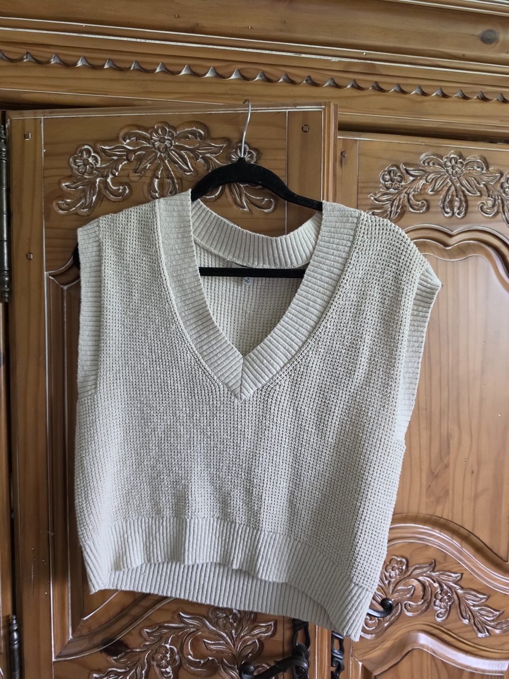 Madewell Cream V-Neck Knit Sweater Vest